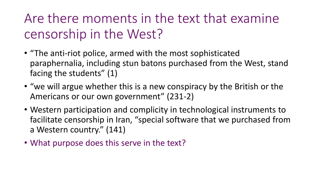 are there moments in the text that examine 1