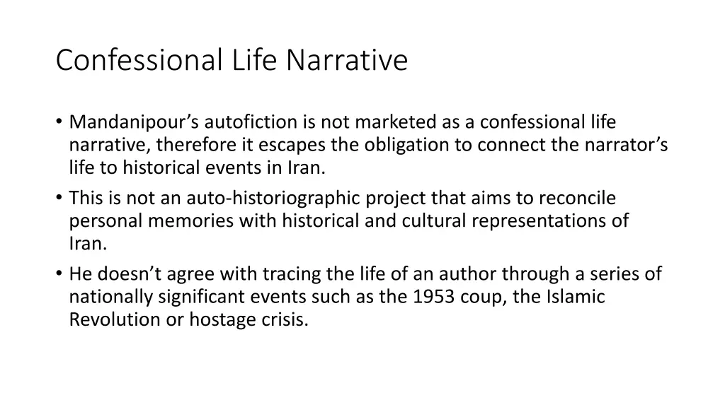 confessional life narrative