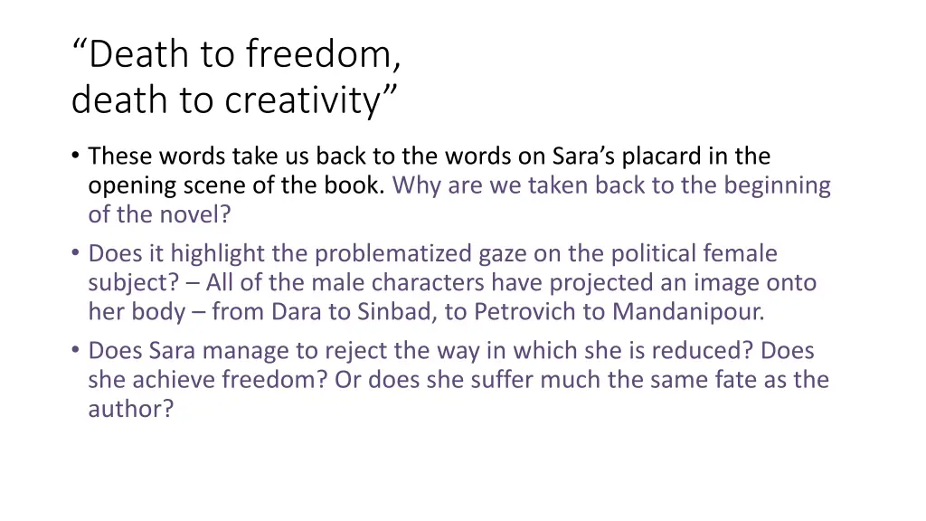 death to freedom death to creativity