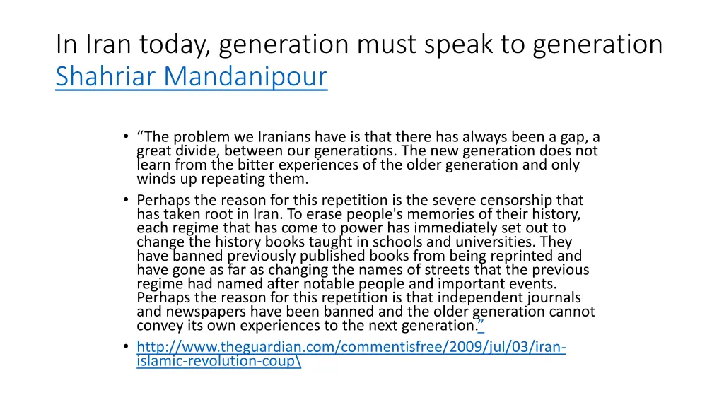 in iran today generation must speak to generation