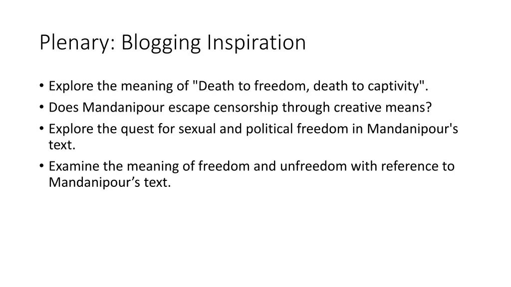 plenary blogging inspiration