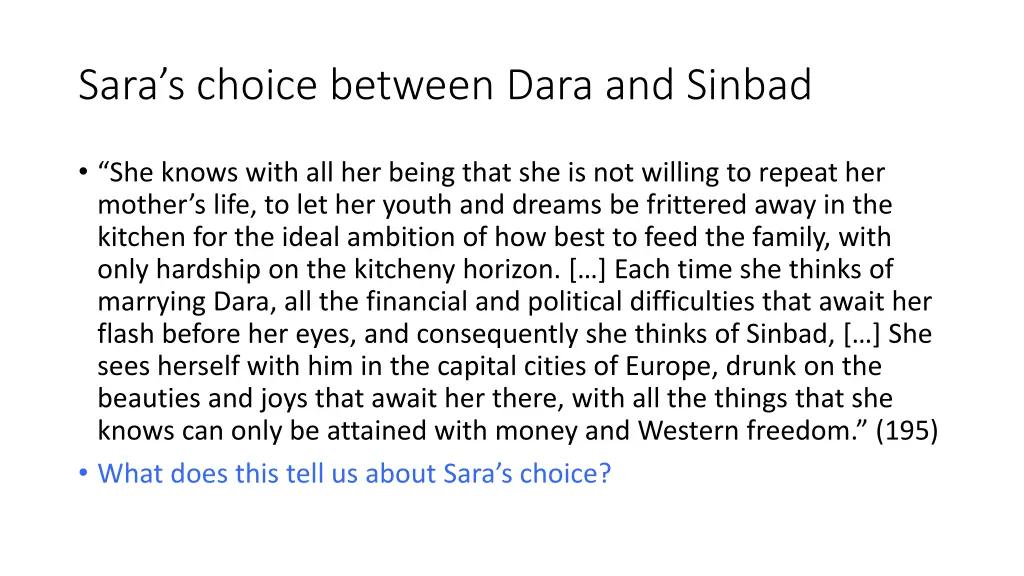 sara s choice between dara and sinbad