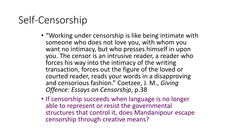 self censorship