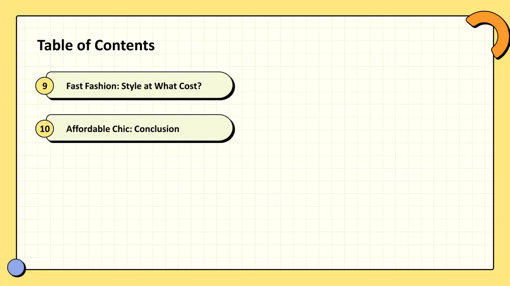 table of contents 1