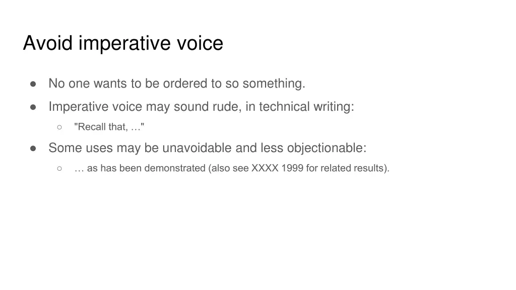 avoid imperative voice