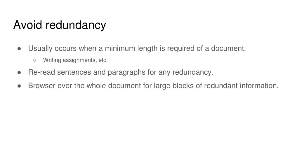 avoid redundancy