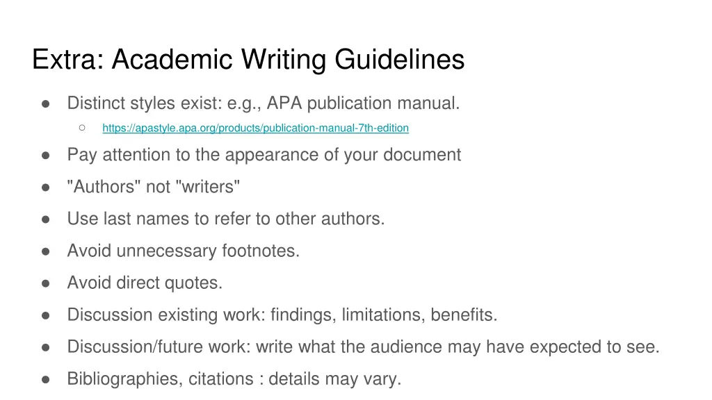 extra academic writing guidelines