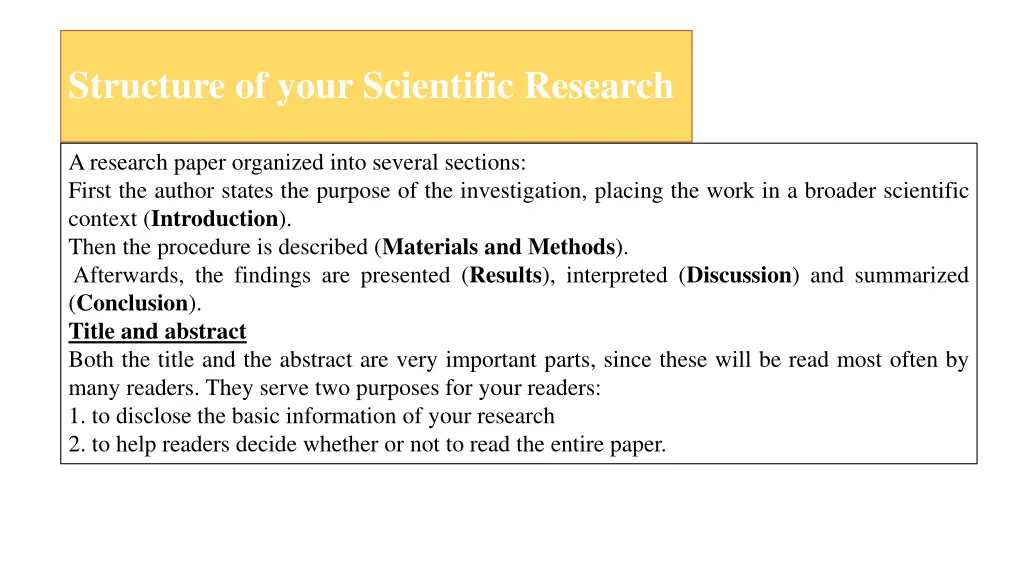 structure of your scientific research
