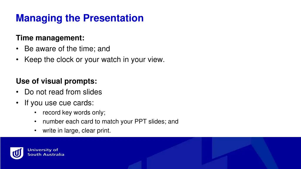 managing the presentation