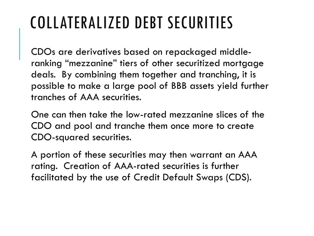 collateralized debt securities