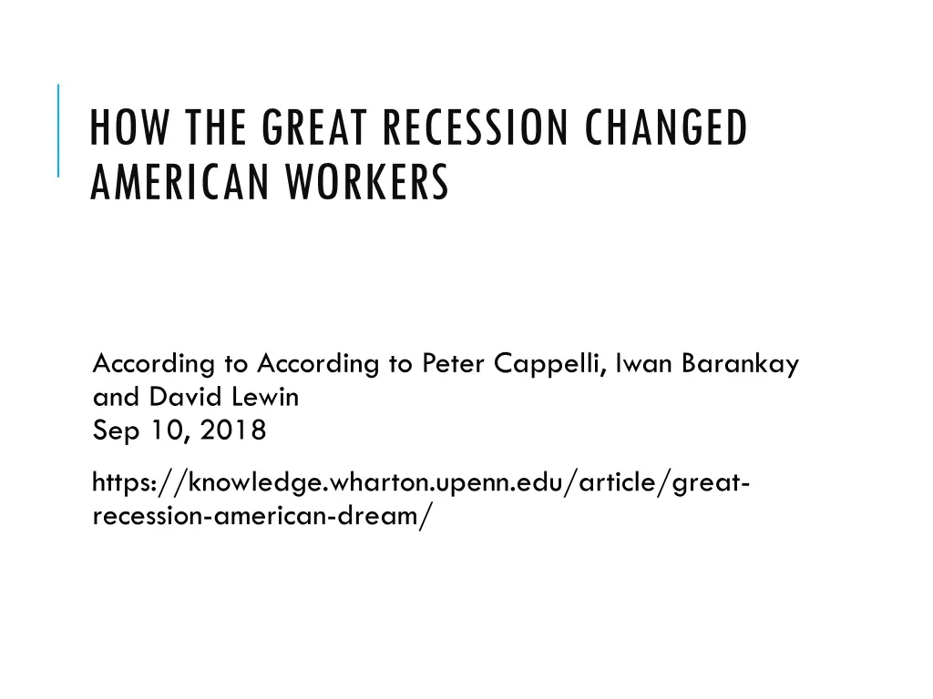 how the great recession changed american workers