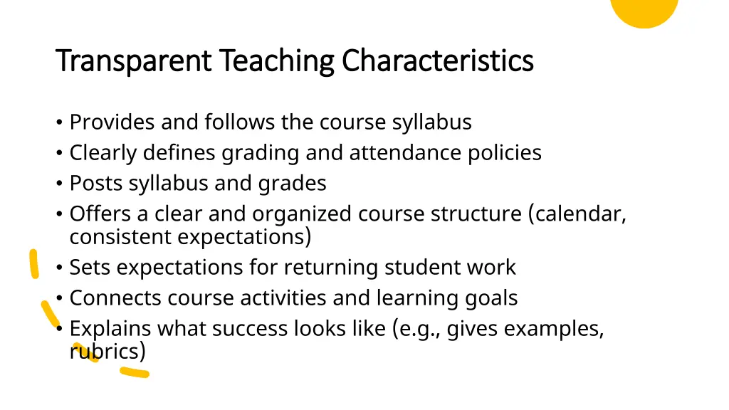 transparent teaching characteristics transparent