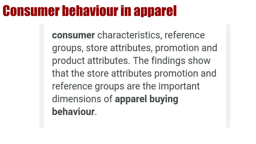 consumer behaviour in apparel