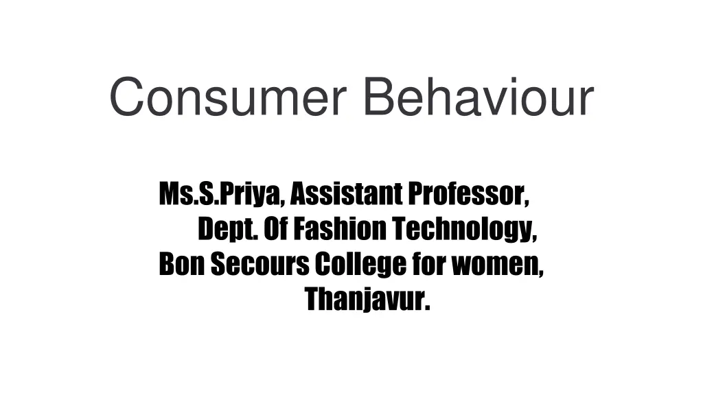 consumer behaviour