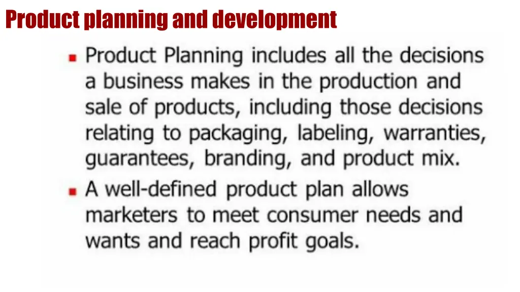 product planning and development