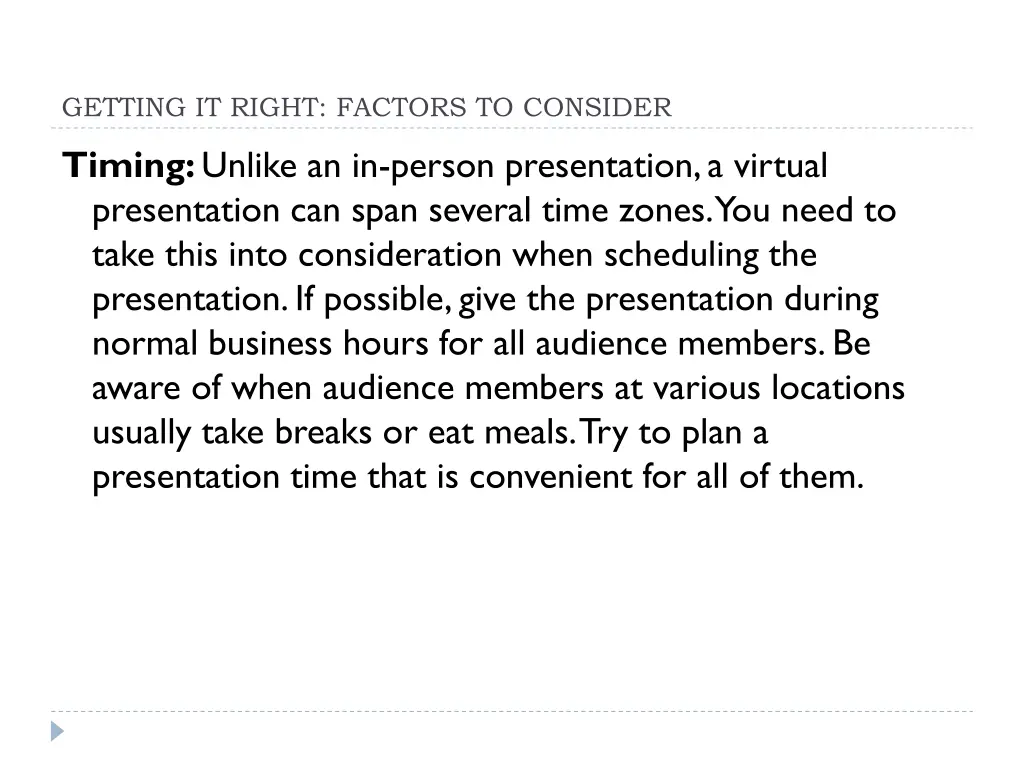 getting it right factors to consider