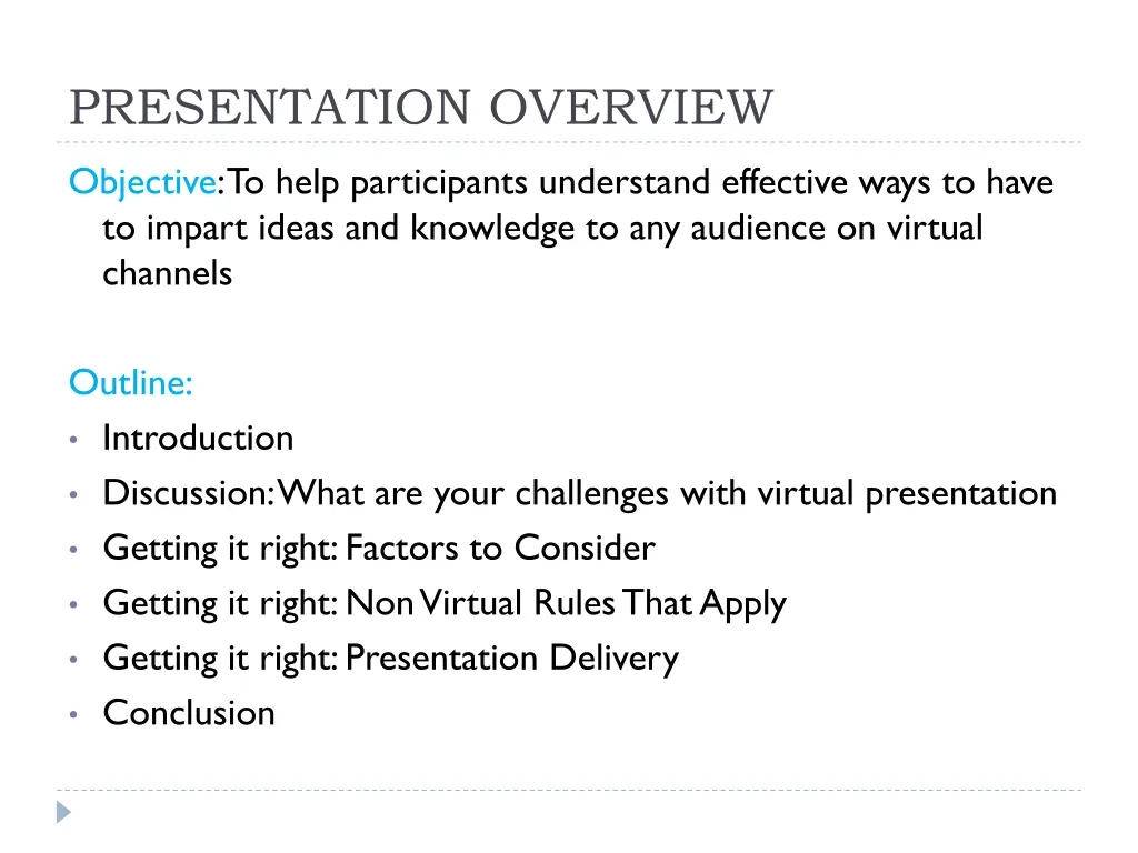 presentation overview
