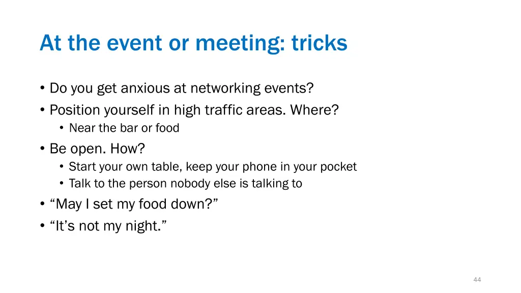 at the event or meeting tricks