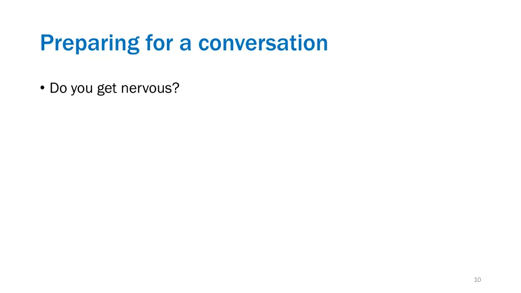 preparing for a conversation