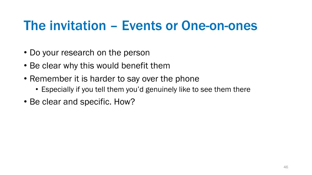 the invitation events or one on ones
