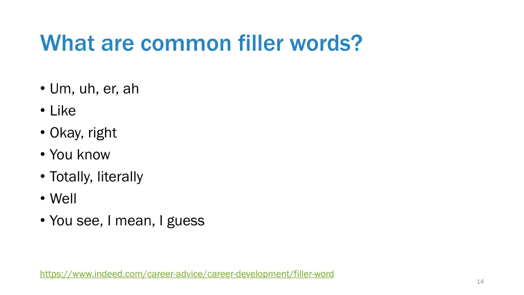 what are common filler words