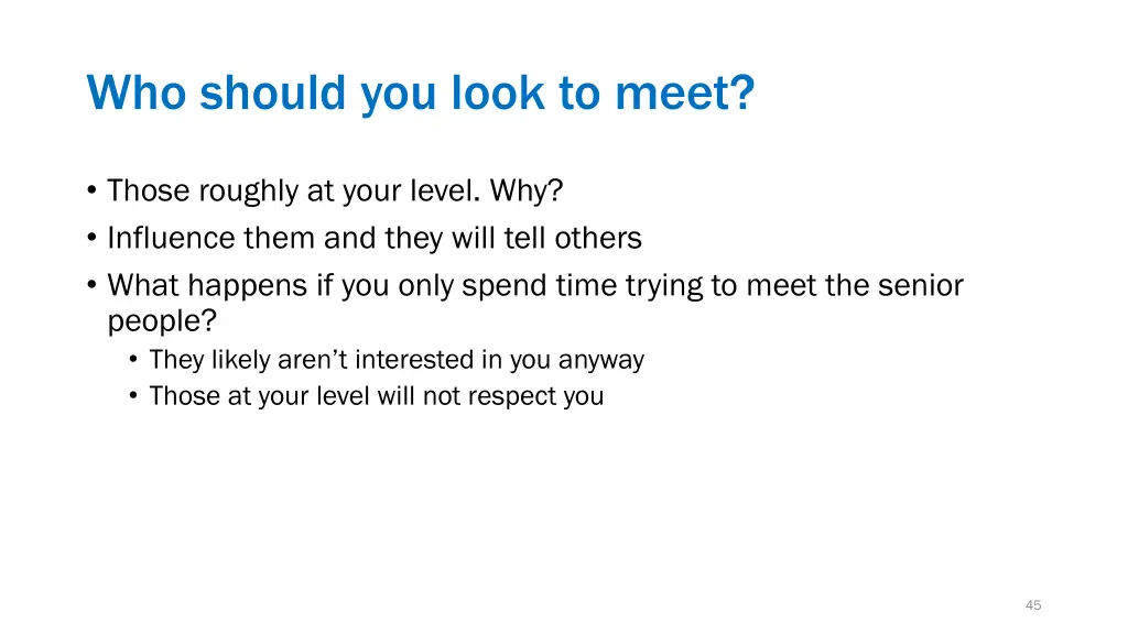 who should you look to meet