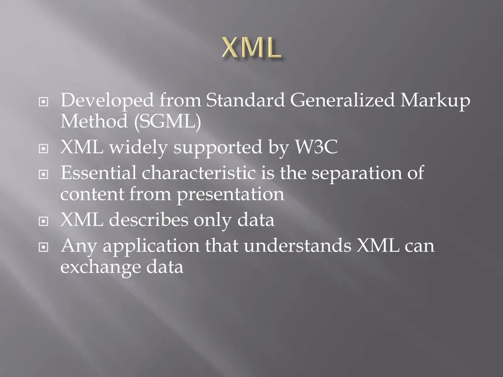 developed from standard generalized markup method