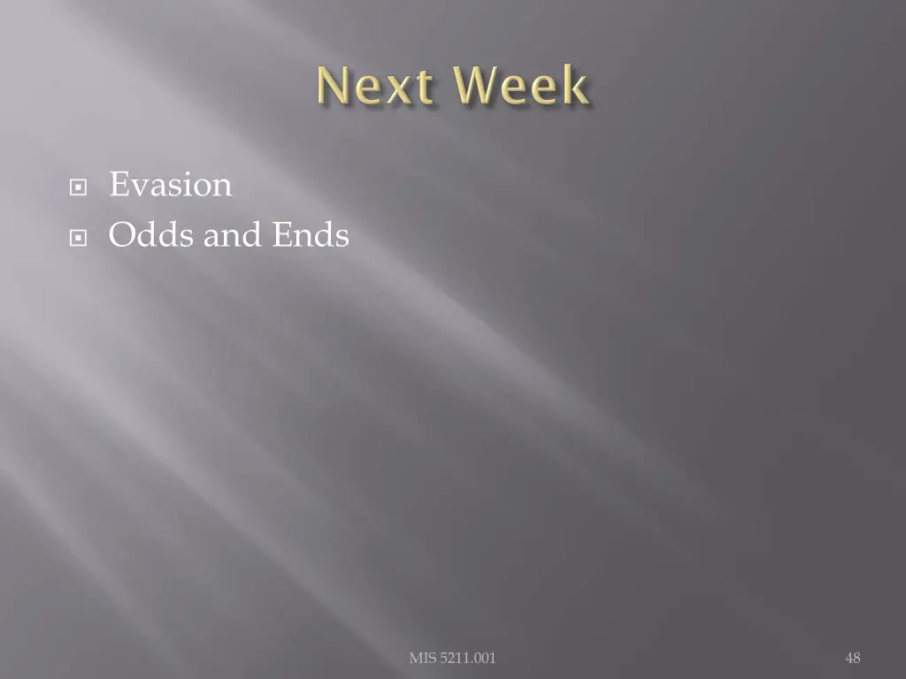 evasion odds and ends