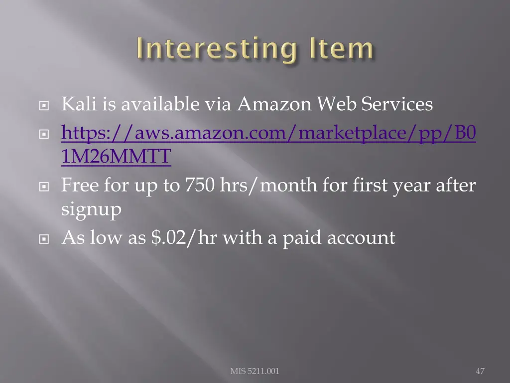kali is available via amazon web services https