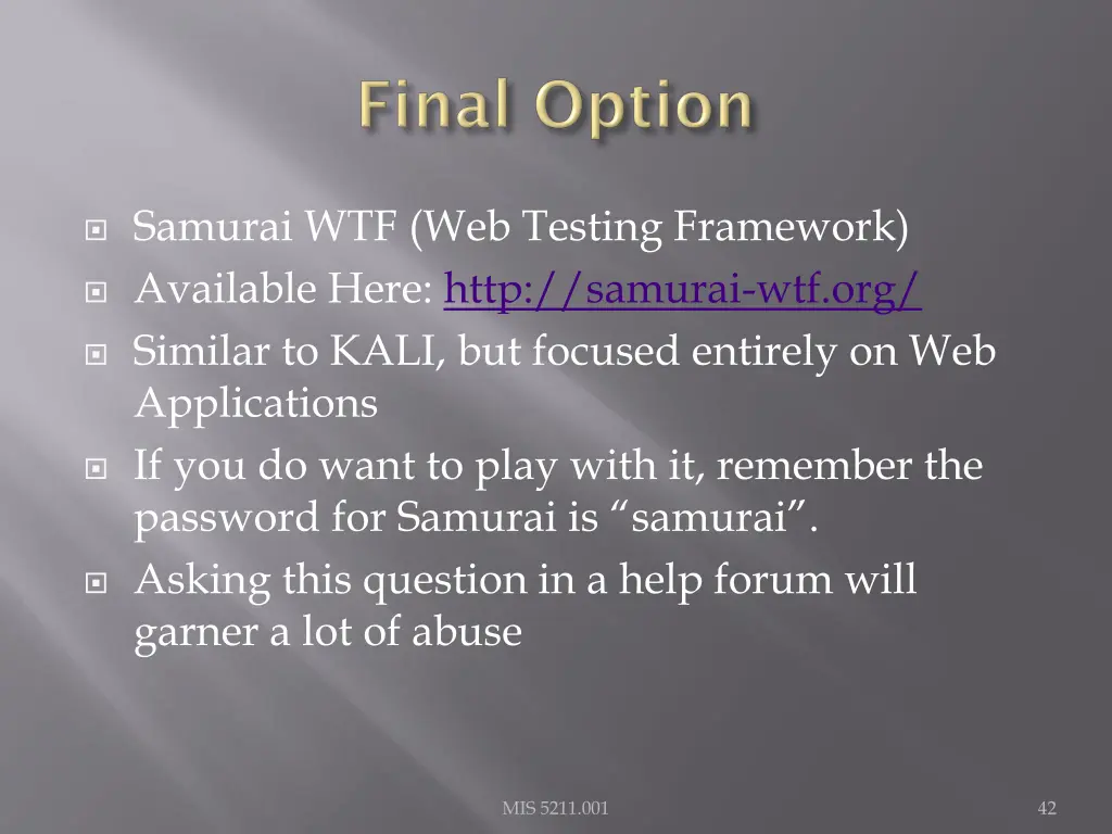 samurai wtf web testing framework available here