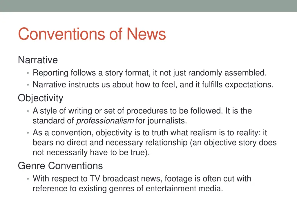 conventions of news