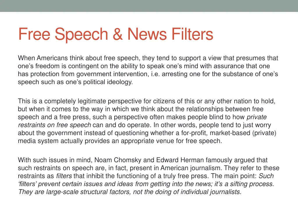 free speech news filters