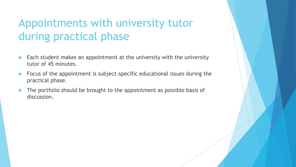 appointments with university tutor during