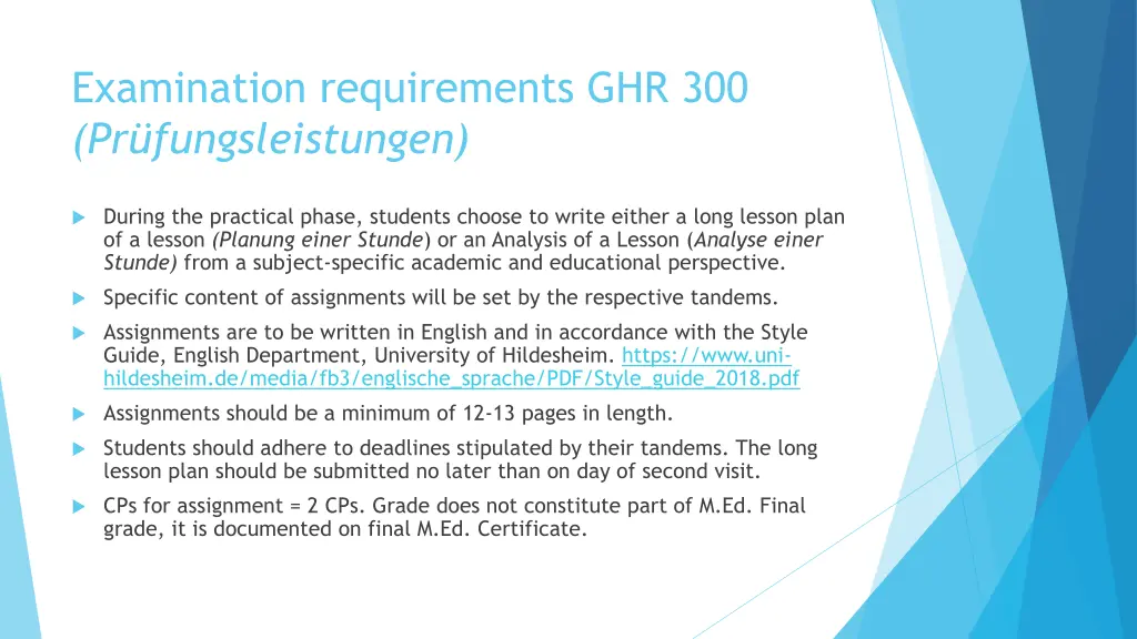 examination requirements