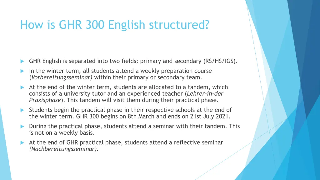 how is ghr 300 english structured