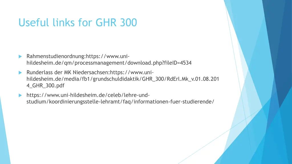 useful links for ghr 300