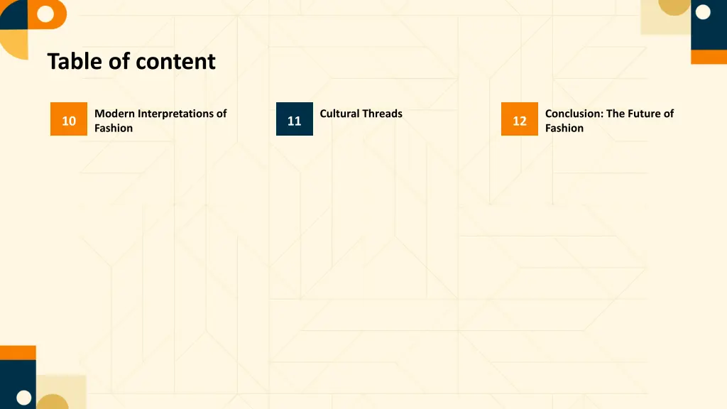 table of content 1