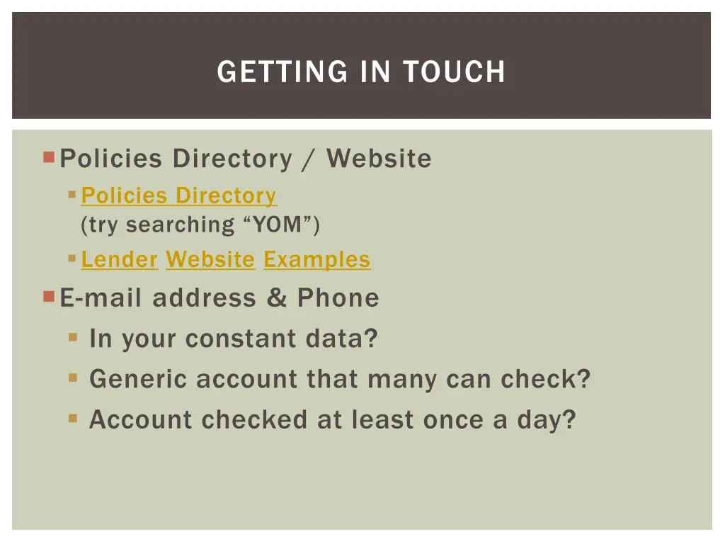 getting in touch