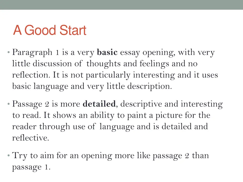 a good start 1