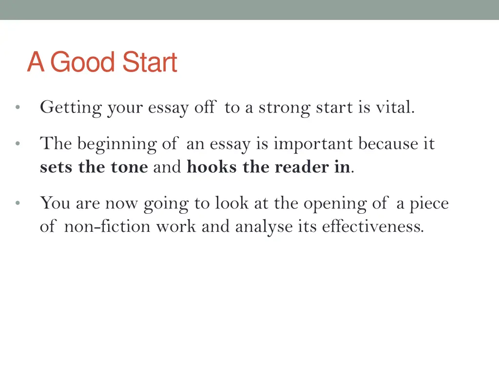 a good start