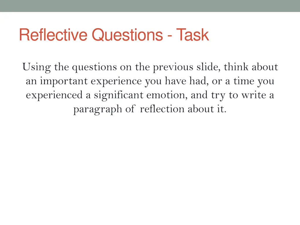 reflective questions task