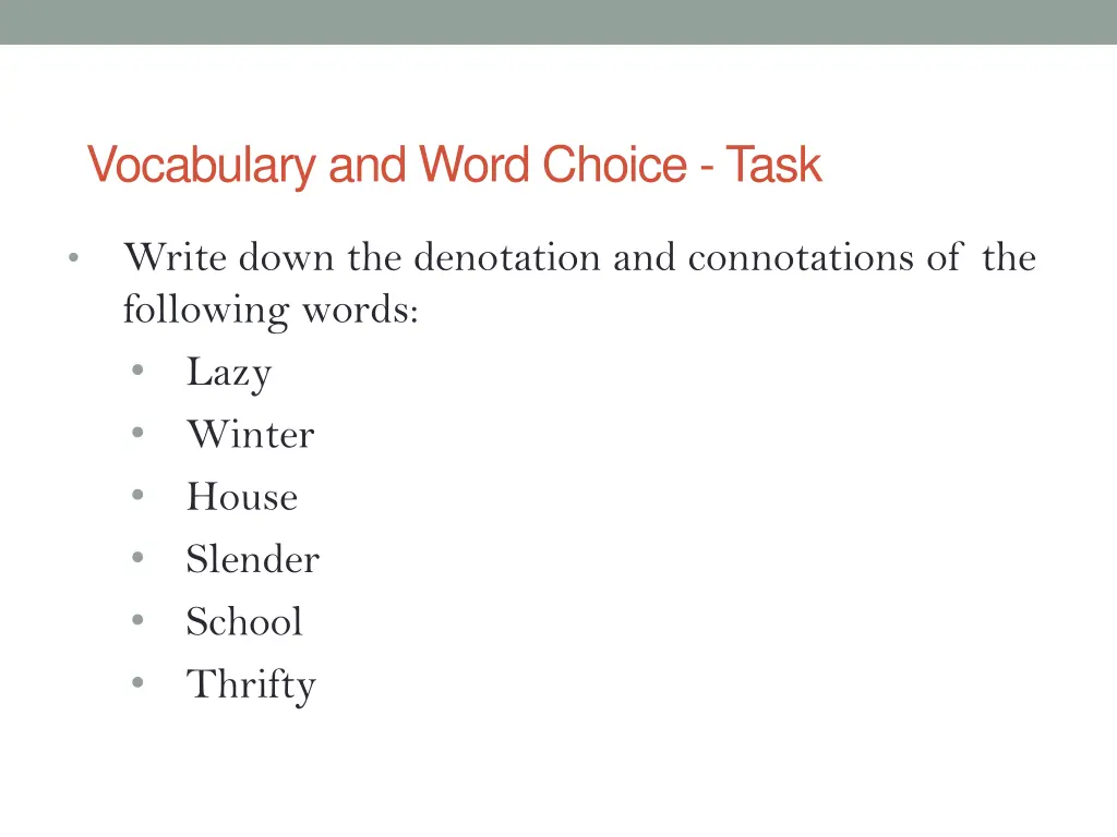 vocabulary and word choice task
