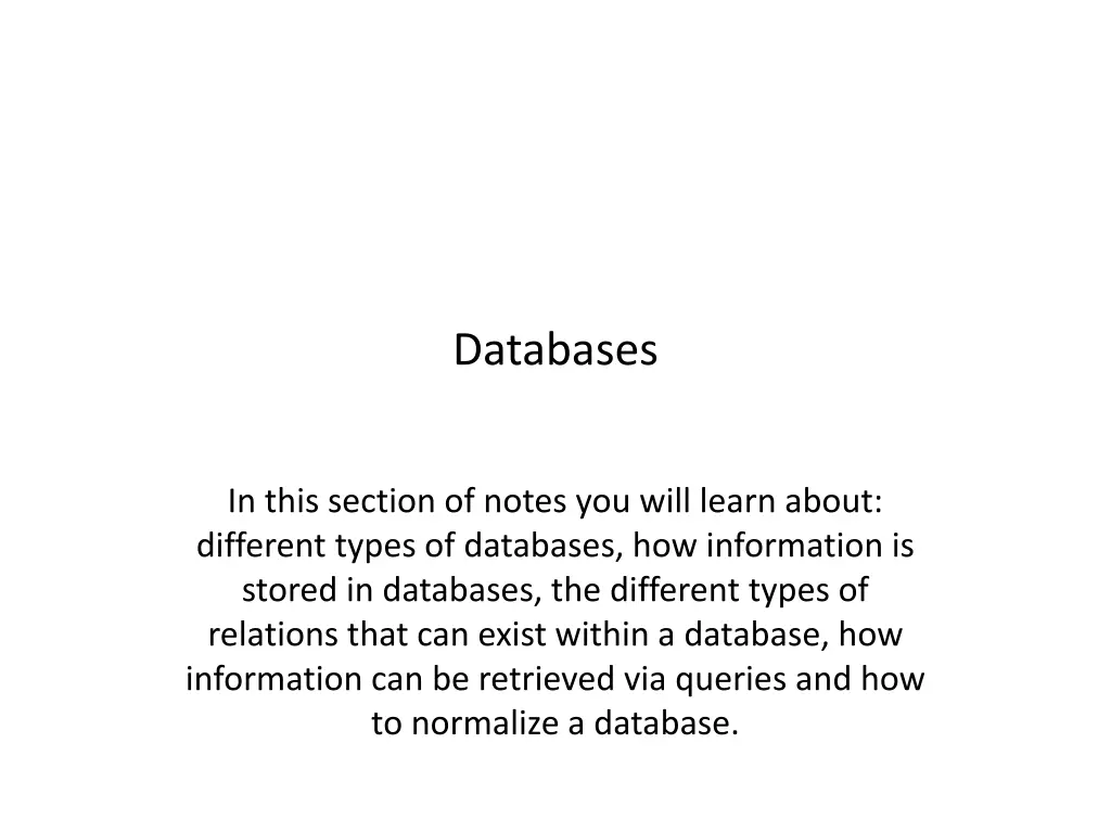 databases
