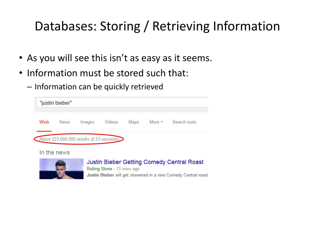 databases storing retrieving information