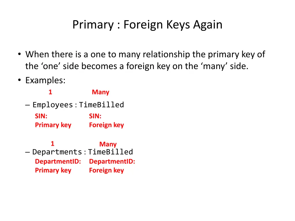 primary foreign keys again