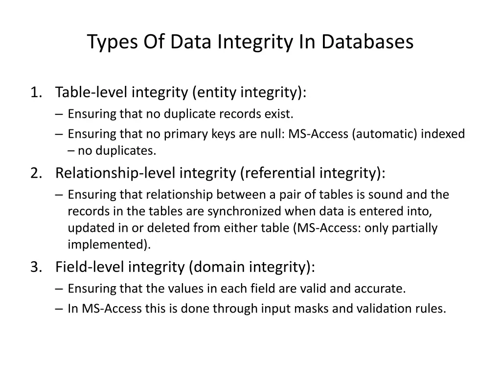 types of data integrity in databases