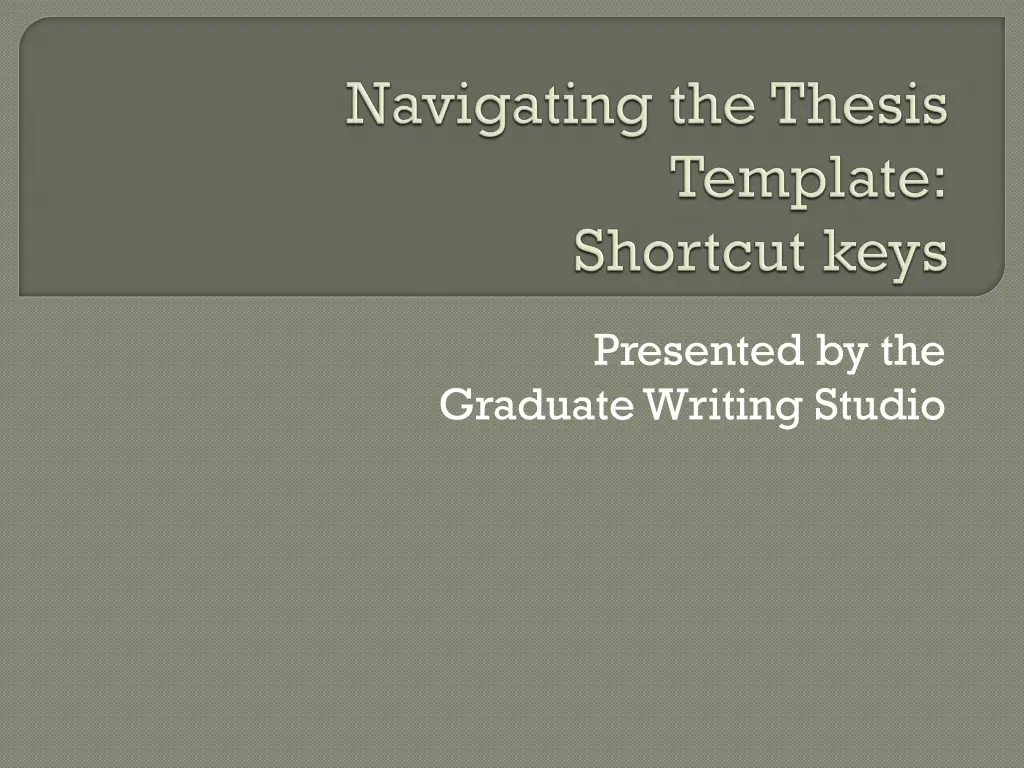 presented by the graduate writing studio