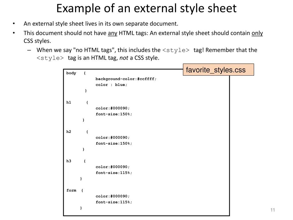 example of an external style sheet