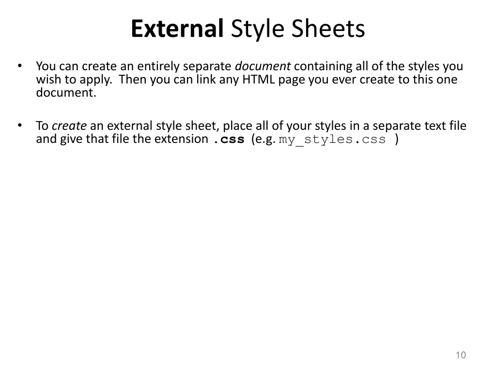 external style sheets