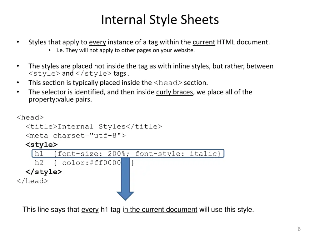 internal style sheets